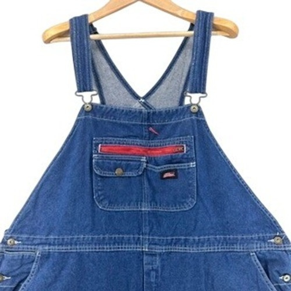 Dickies Blue Denim Bib Overalls Oversized 3XLR Workwear Big & Tall Distressed